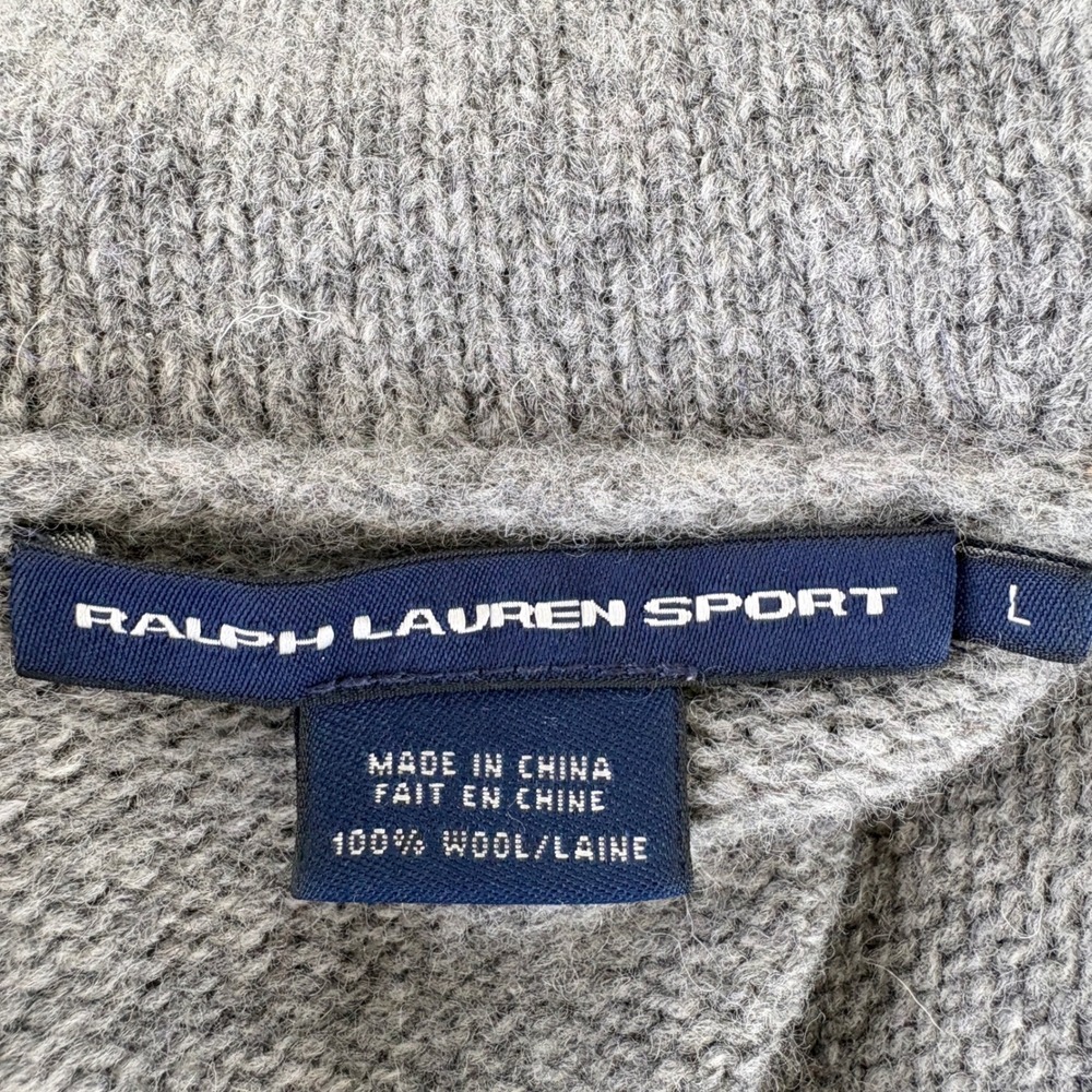Ralph Lauren Sport Shawl Collar Sweater, Womens Large Gray - Picture 2 of 8